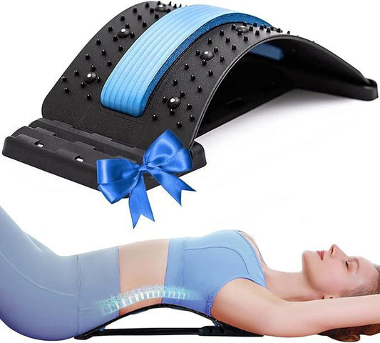 Adjustable Neck Lumbar Support Board - 4 Levels for Stress Relief - Portable Massager for Home, Travel & Office Use